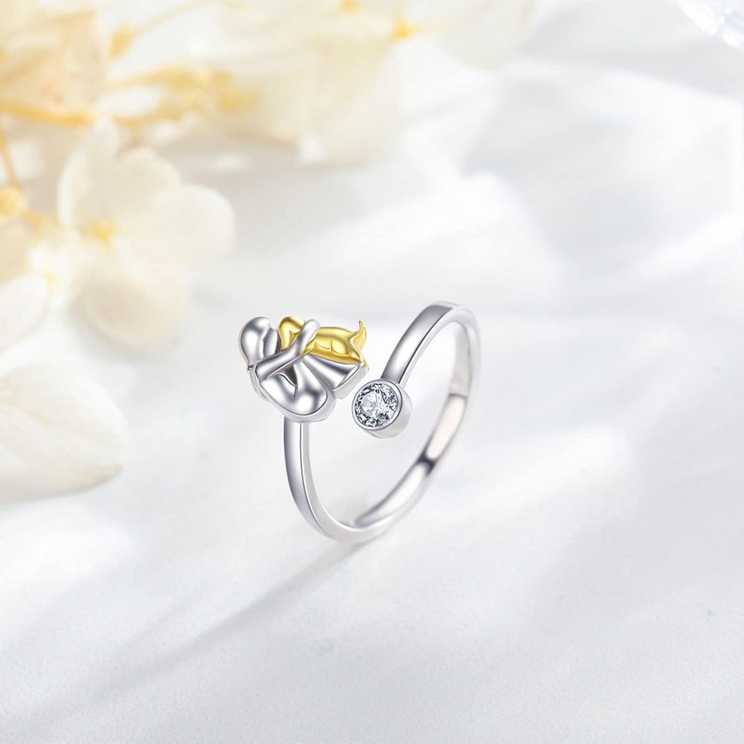 Argilla Sicilia | Anello con cane in argento con pietre di zirconia