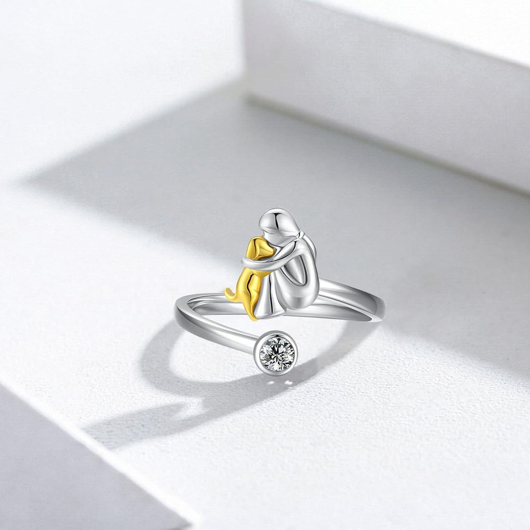 Argilla Sicilia | Anello con cane in argento con pietre di zirconia