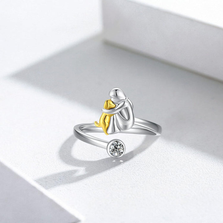 Argilla Sicilia | Anello con cane in argento con pietre di zirconia