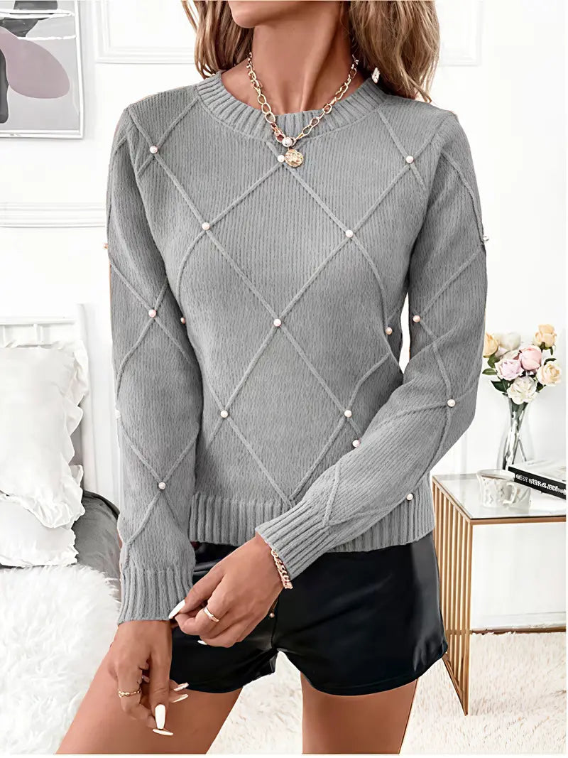 Argilla Sicilia | CECILIA | Maglione Elegante con Perle Applicate