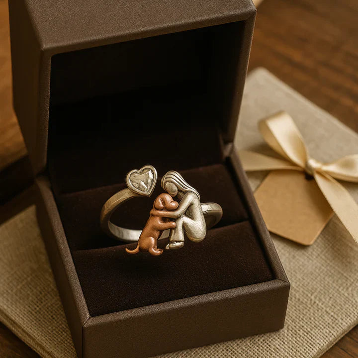Argilla Sicilia | Anello regolabile per cani in argento – “Always in My Heart” con pietre di zirconia