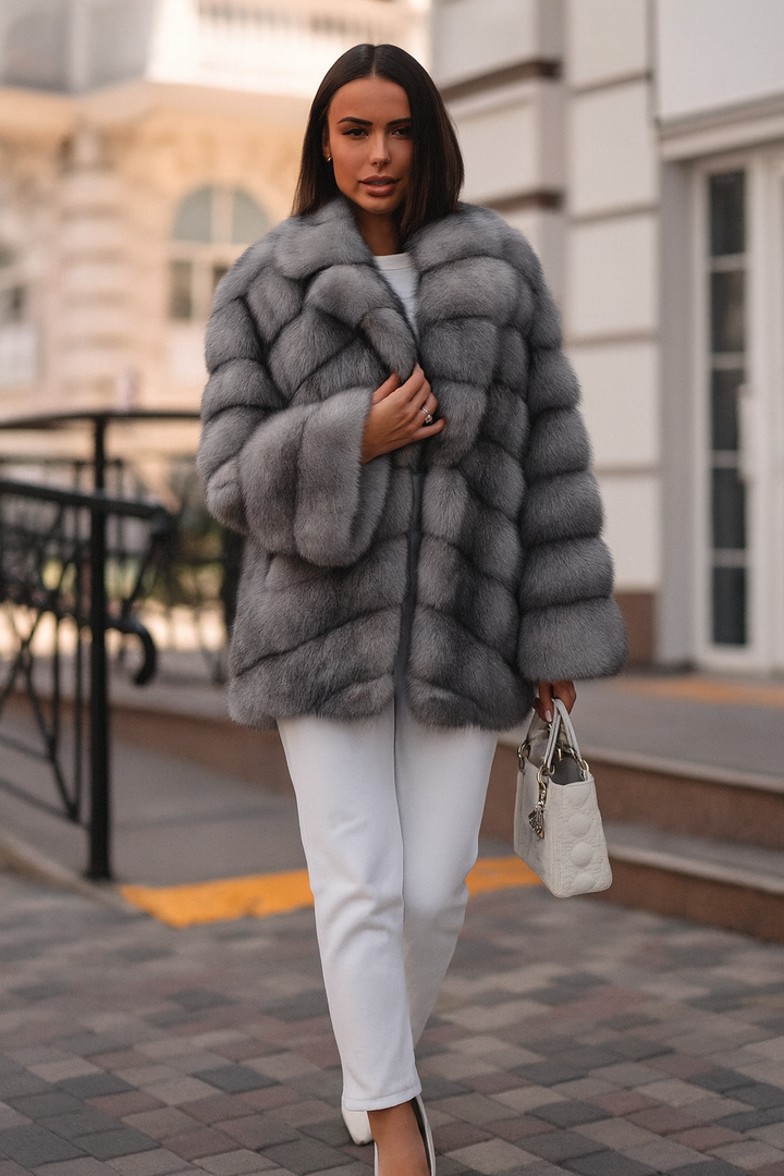 Argilla Sicilia | DONATELLA | Cappotto in Ecopelliccia Fasciata