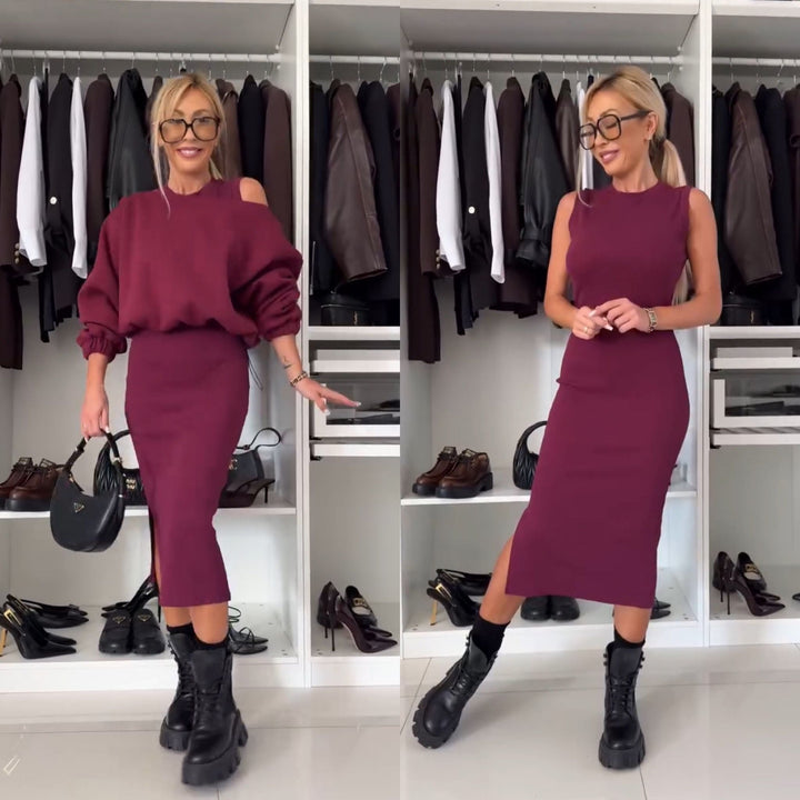 Argilla Sicilia | SABRINA | Completo con top a spalle scoperte e gonna midi