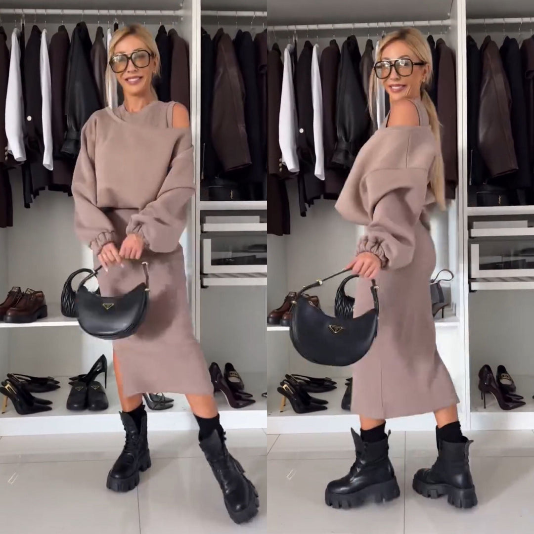 Argilla Sicilia | SABRINA | Completo con top a spalle scoperte e gonna midi