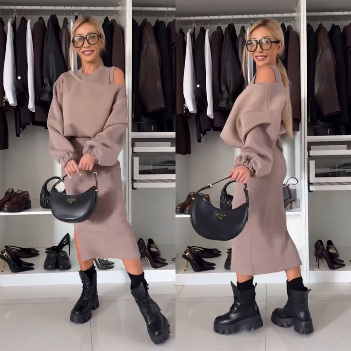 Argilla Sicilia | SABRINA | Completo con top a spalle scoperte e gonna midi