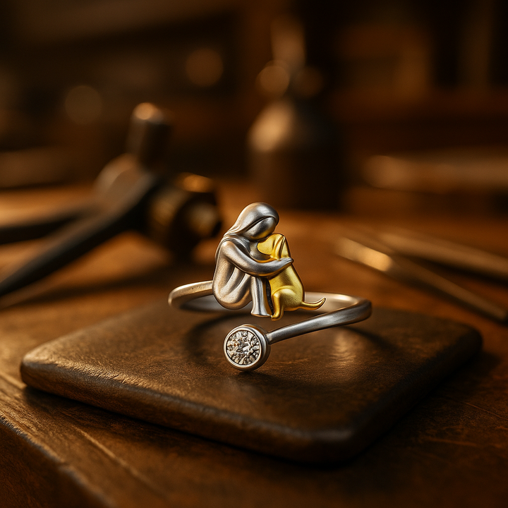 Argilla Sicilia | Anello con cane in argento con pietre di zirconia