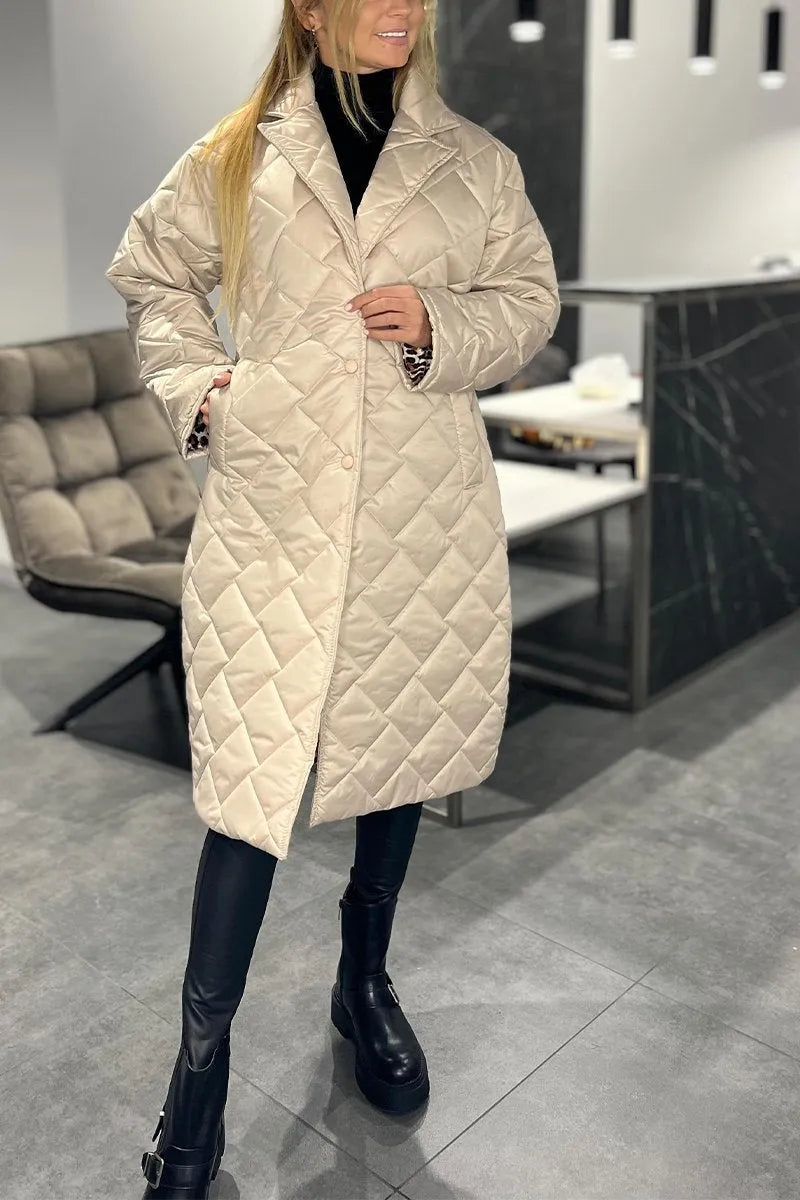 Argilla Sicilia | CATERINA | Cappotto trapuntato reversibile con fodera animalier