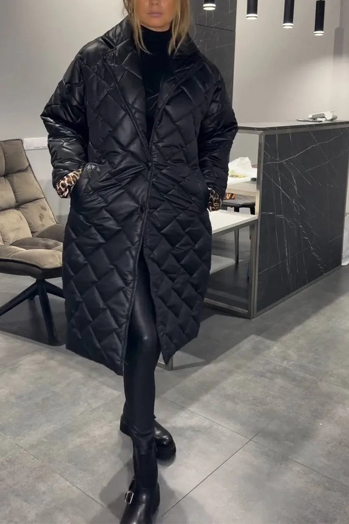 Argilla Sicilia | CATERINA | Cappotto trapuntato reversibile con fodera animalier