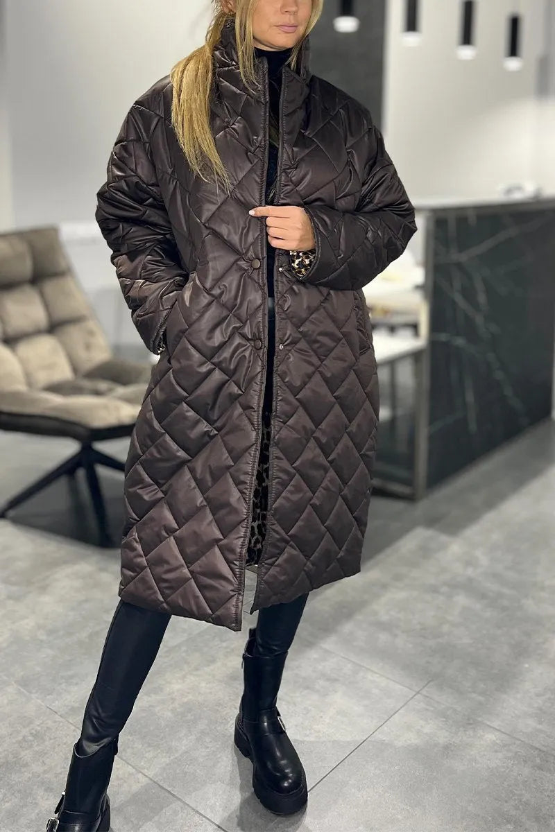 Argilla Sicilia | CATERINA | Cappotto trapuntato reversibile con fodera animalier
