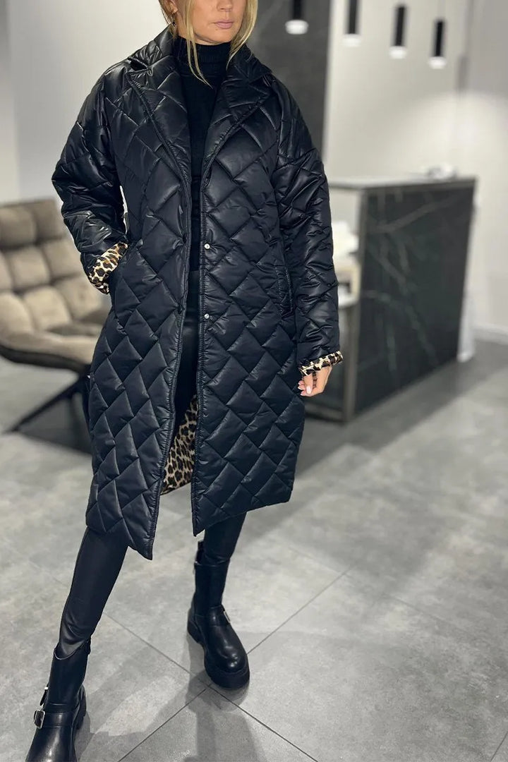 Argilla Sicilia | CATERINA | Cappotto trapuntato reversibile con fodera animalier