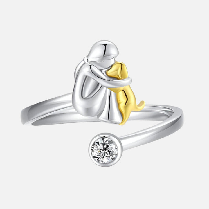 Argilla Sicilia | Anello con cane in argento con pietre di zirconia