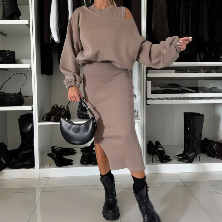 Argilla Sicilia | SABRINA | Completo con top a spalle scoperte e gonna midi